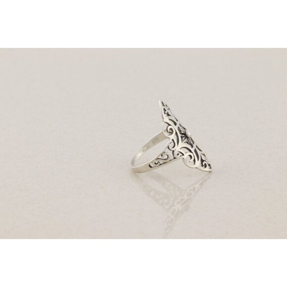 Sterling Silver Filigree Ring Navette Ring Size 8 - Picture 7 of 7